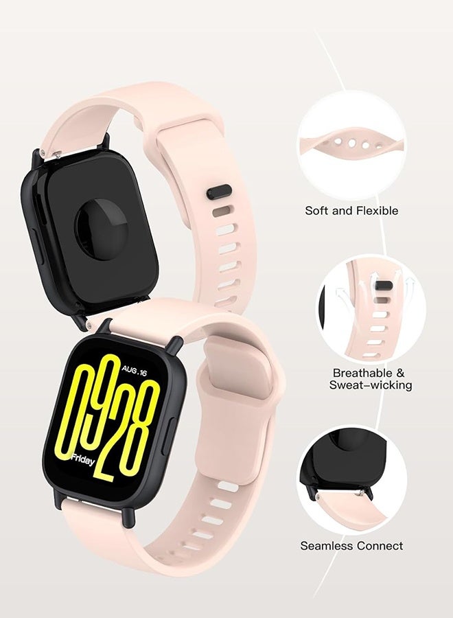 Wffo 3 Pcs Silicone Strap Compatible with Redmi Watch 5 Active/Redmi Watch 5 Lite - Soft Silicone Breathable Strap Sport Band for Men Women (Light Pink/White/Ink Blue) - Image 4